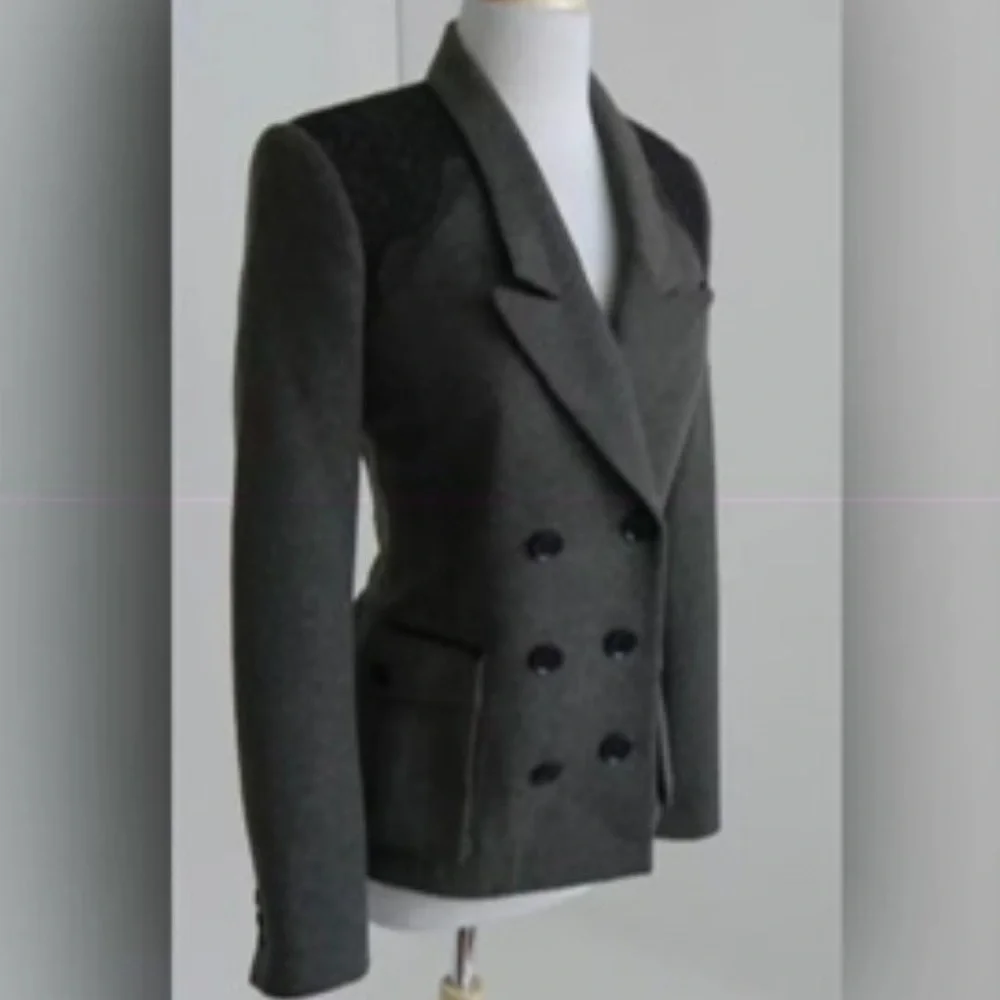 Jason Wu Pea Coat leather and lace detail - Picture 3 of 15